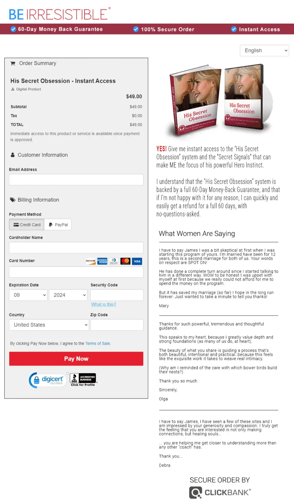 Buy His Secret Obsession from the official website